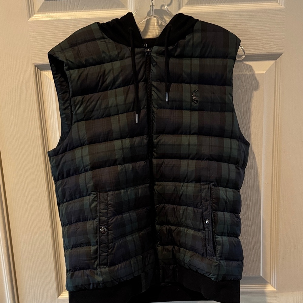 Polo Ralph Lauren Hooded Blackwath Plaid Puffer Vest